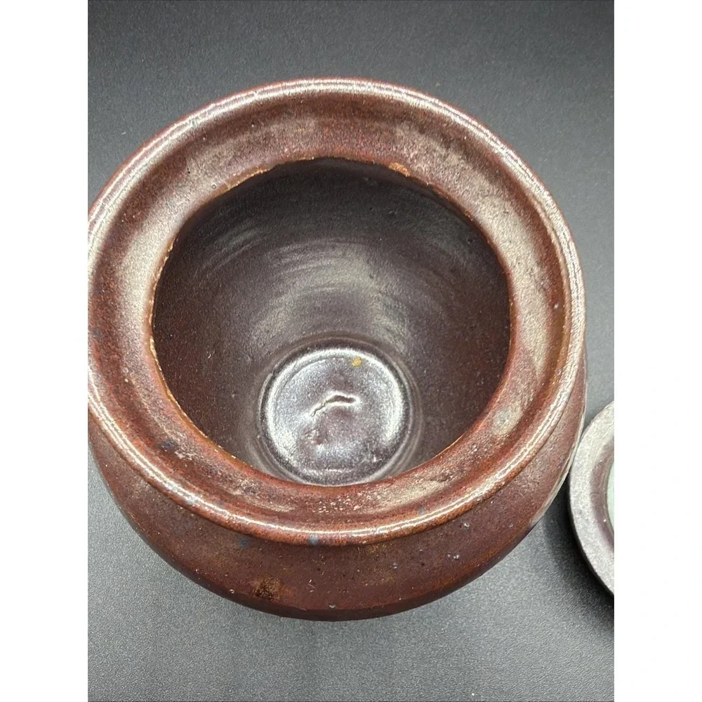 Art Pottery Jar With Lid Multi Color Glaze